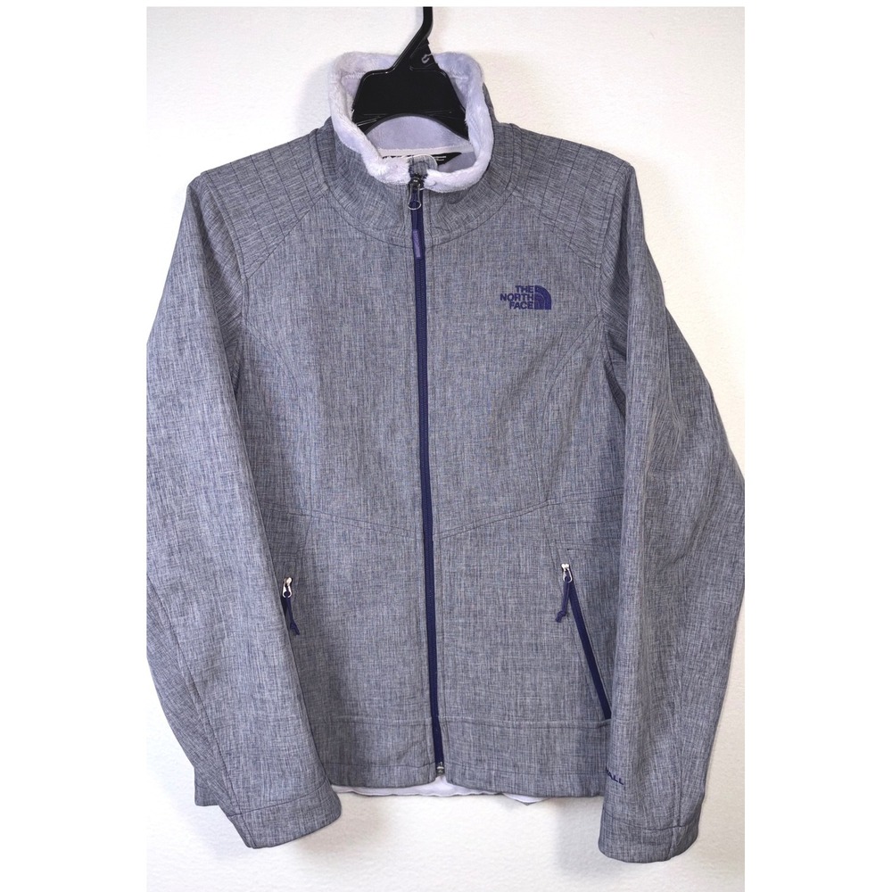 The North Face WindWall Jacket Womens Medium Grey Purple Fleece Lined Excellent
